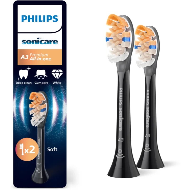 Philips Sonicare Premium All-in-One HX9092/88 резервни глави за четка за зъби Black 2 бр.