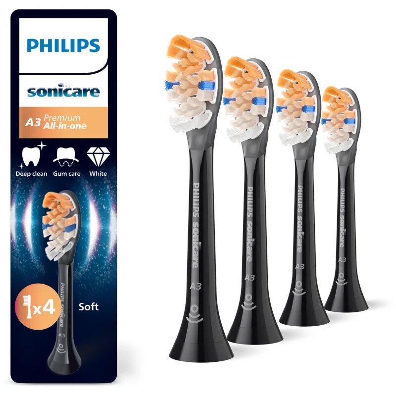 Philips Sonicare Premium All-in-One HX9094/88 резервни глави за четка за зъби Black 4 бр.