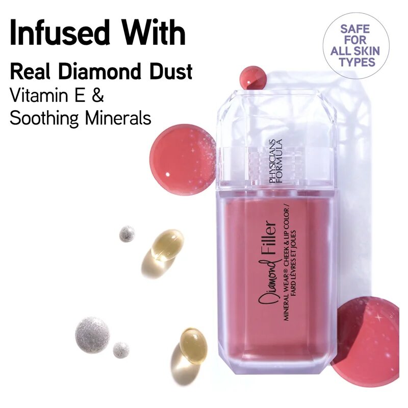 Physicians Formula Mineral Wear® Diamond Filler червило на устните и бузите цвят Radiant Pink 7.3 мл.