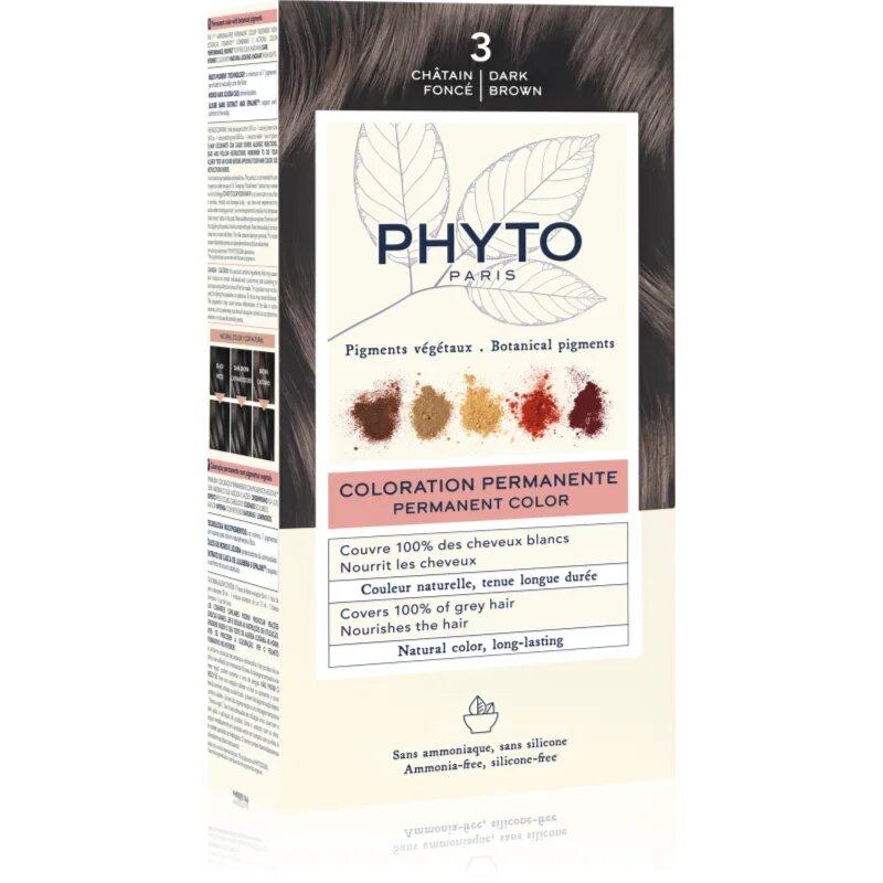 Phyto Color боя за коса без амоняк цвят 3 Dark Brown 1 бр.