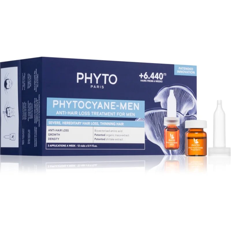 Phyto cyane Anti-Hair Loss Treatment For Men грижа за растеж на косата против косопад 12x3.5 мл.