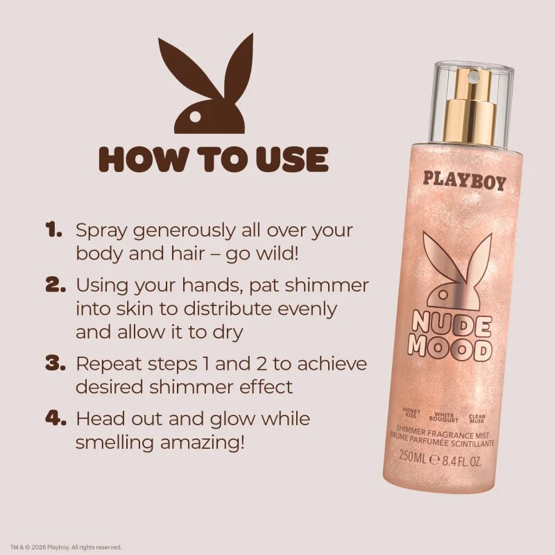 Playboy Nude Mood спрей за тяло с блясък за жени 250 мл.