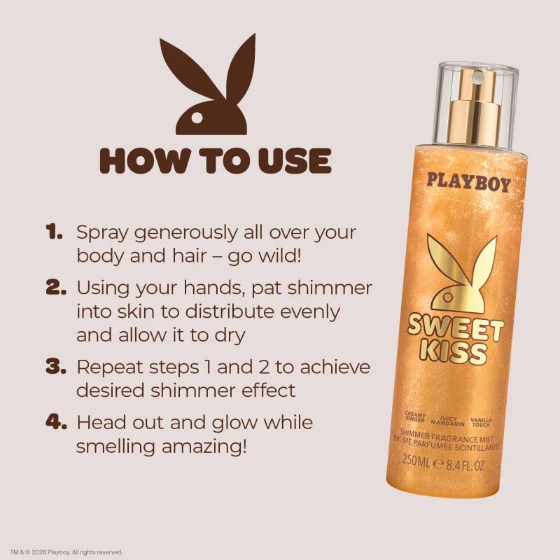 Playboy Sweet Kiss спрей за тяло с блясък за жени 250 мл.