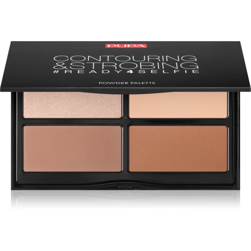 PUPA Milano #READY4SELFIE Contouring & Strobing контурираща палитра за лице с избелител цвят 003 Dark Skin 175 гр.