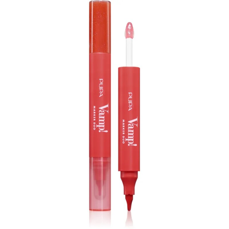 PUPA Milano Vamp! Lip Marker Duo маркер за устни с блясък цвят 003 Grape Juice 1.4 мл.