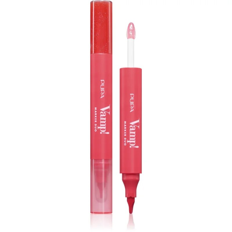 PUPA Milano Vamp! Lip Marker Duo маркер за устни с блясък цвят 004 Spicy Raspberry 1.4 мл.