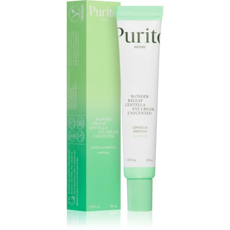 Purito Wonder Releaf Centella Eye Cream Unscented лек крем за околоочната зона против отоци и тъмни кръгове 30 мл.