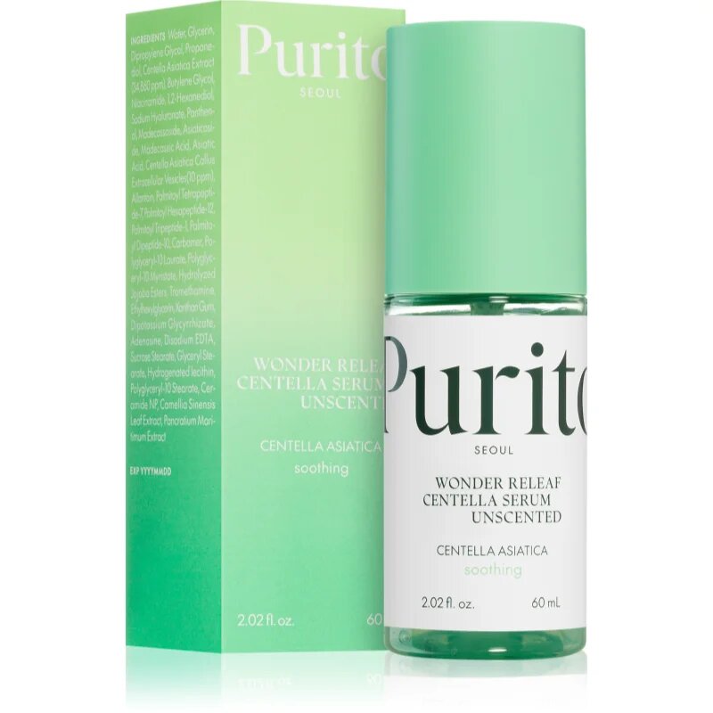 Purito Wonder Releaf Centella Serum Unscented регенериращ серум за лице за успокояване и подсилване на чувствителната кожа 60 мл.
