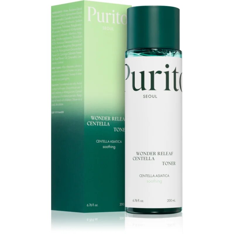 Purito Wonder Releaf Centella Toner хидратиращ тоник за успокояване и подсилване на чувствителната кожа 200 мл.