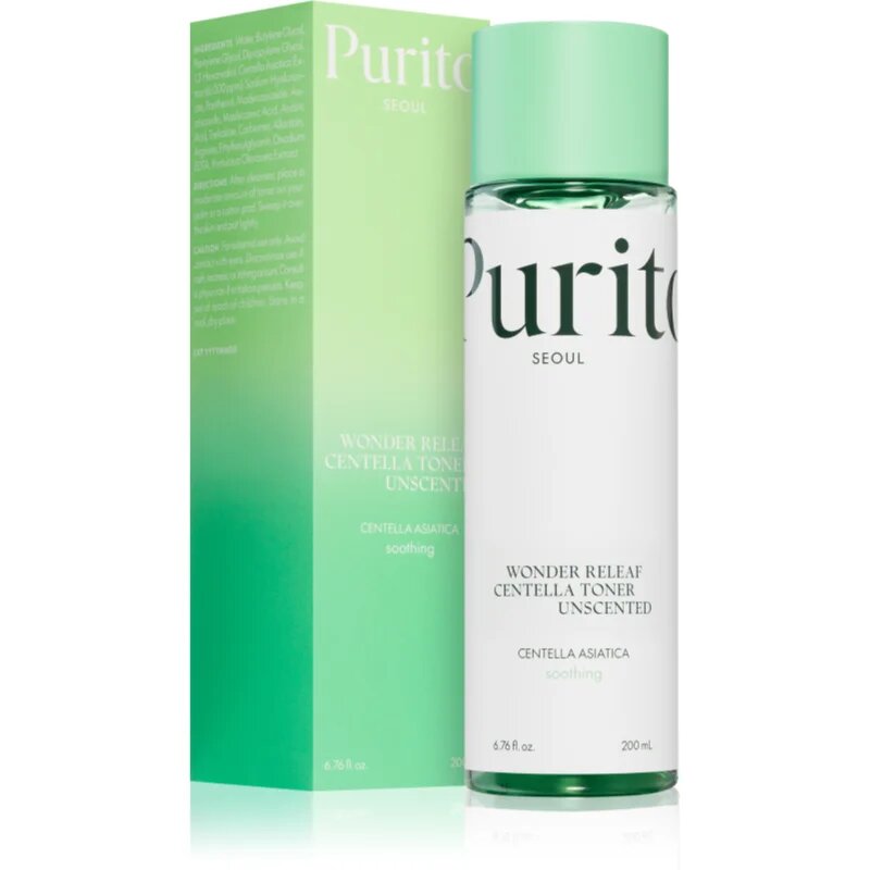 Purito Wonder Releaf Centella Toner Unscented успокояващ тоник за лице за чувствителна кожа на лицето 200 мл.