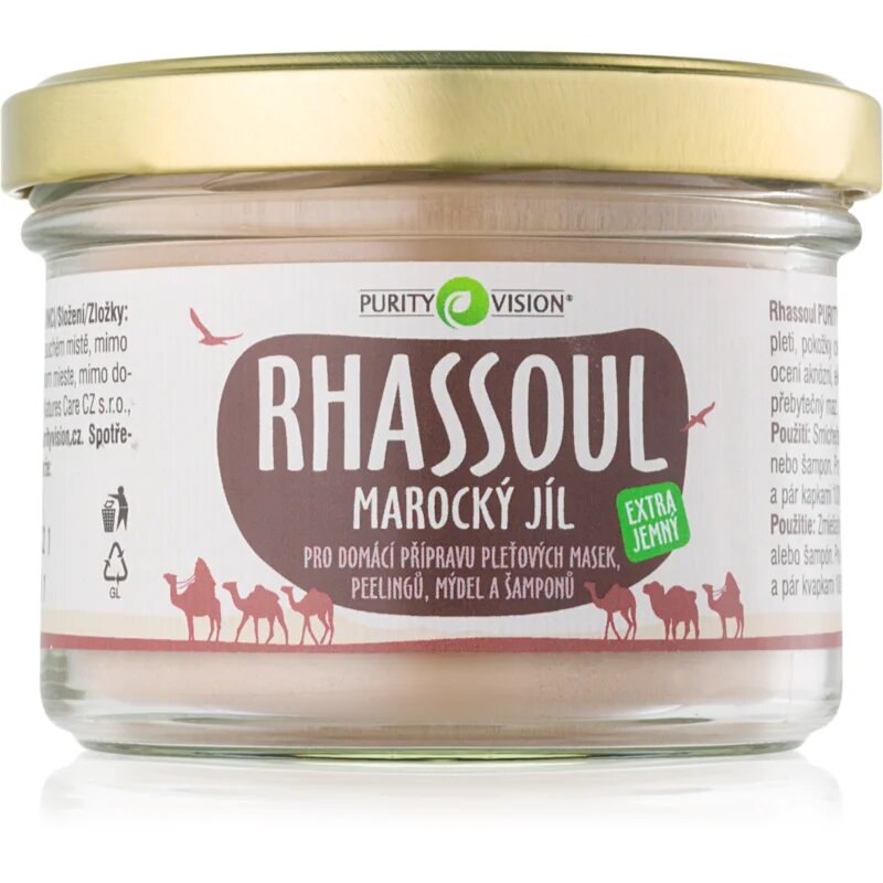 Purity Vision Rhassoul Мароканска глина за подготовка на маски за лице пилинги сапуни и шампоани 200 гр.