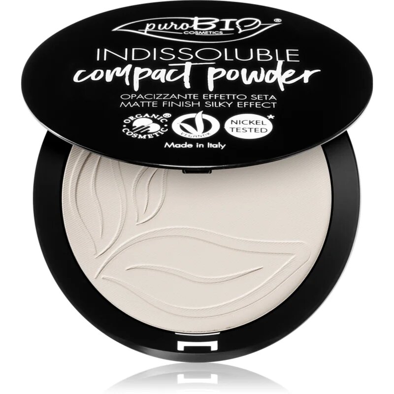 puroBIO Cosmetics Indissouble компактна пудра с матиращ ефект цвят T00 9 гр.