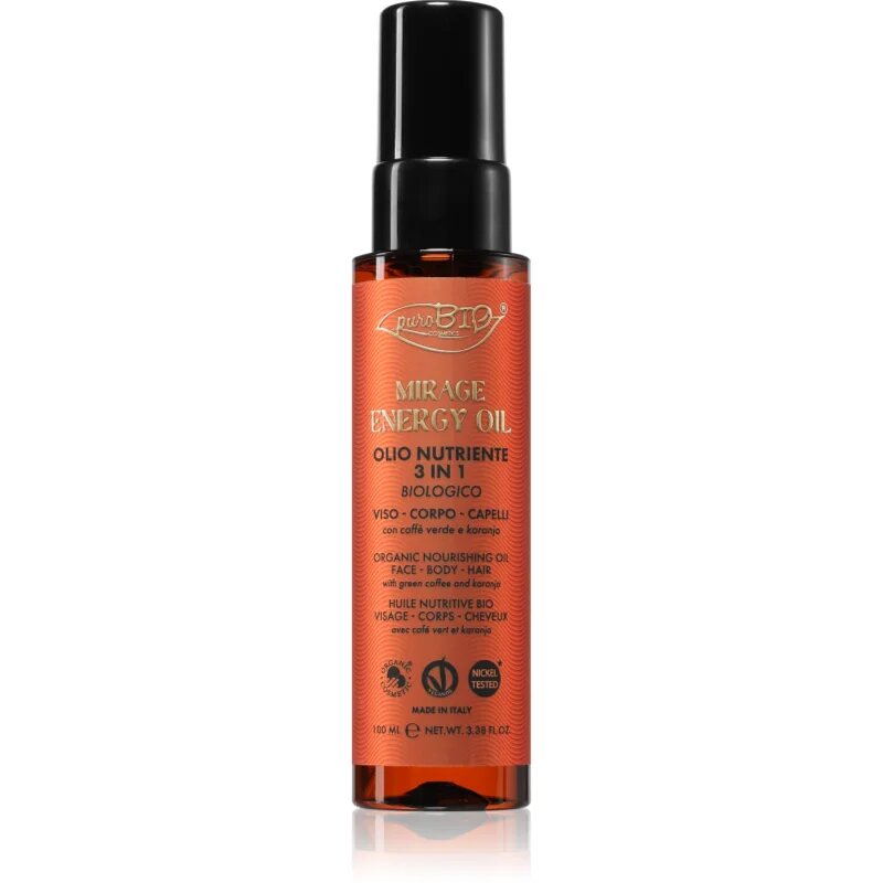 puroBIO Cosmetics Mirage Energy Oil мултифункционално масло за лице тяло и коса 100 мл.