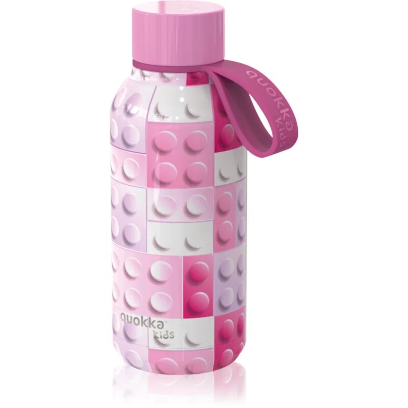 Quokka Solid Kids термобутилка със закачалка Pink Bricks 1 бр.