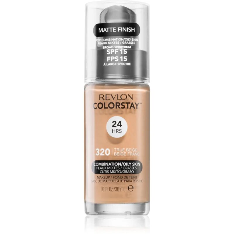 Revlon Cosmetics ColorStay™ SPF 15 дълготраен матиращ фон дьо тен за смесена и мазна кожа цвят 320 True Beige 30 мл.