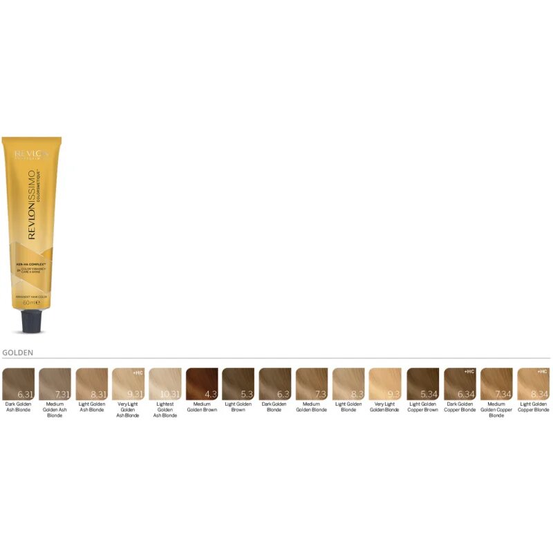 Revlon Professional Revlonissimo Colorsmetique Golden Shades перманентната боя за коса за топли руси нюанси на косата 7.3 60 мл.