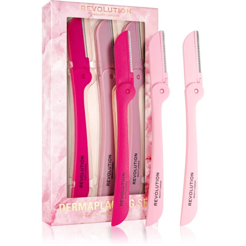 Revolution Dermaplaning Set уред за премахване на косми от лице и шия 3 бр.