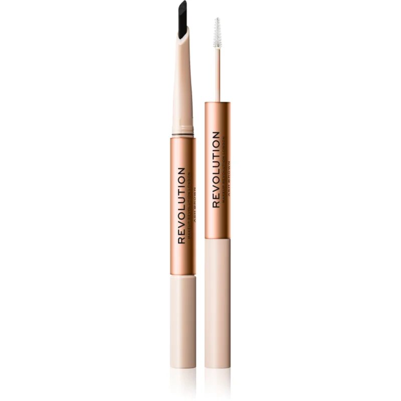 Revolution Fluffy Brow Filter Duo двустранен молив за вежди за фиксиране и оформяне цвят Ash Brown 0.12 гр.