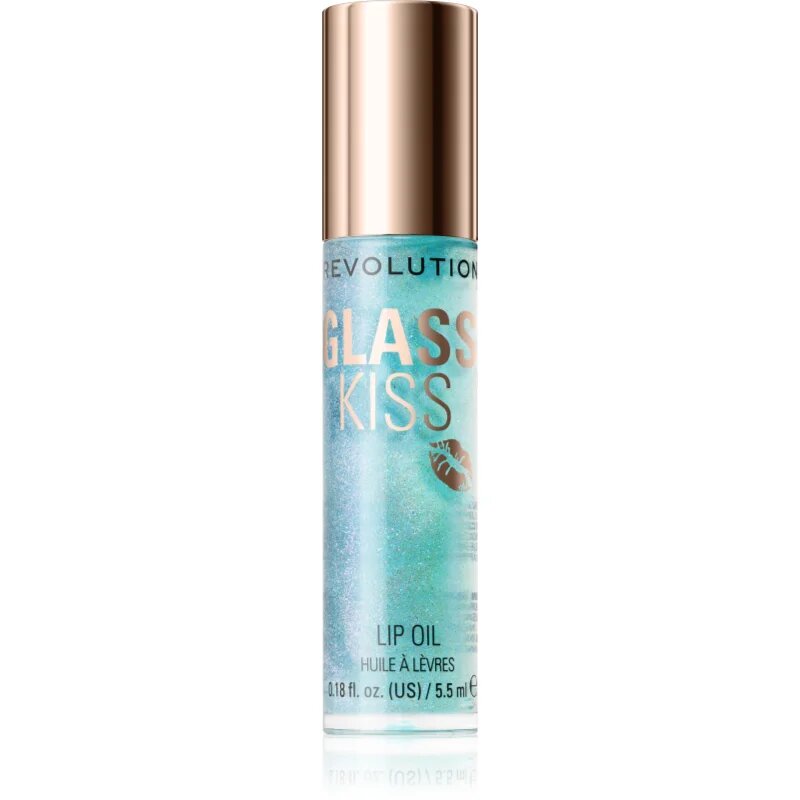 Revolution Glass Kiss блестящо масло за устни цвят Mermaid Blue 5.5 мл.