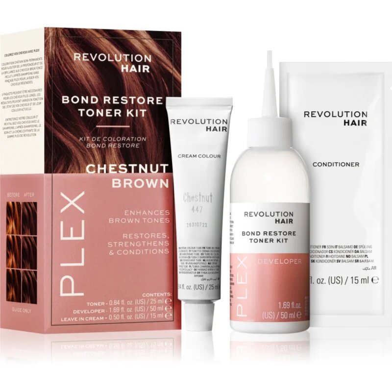 Revolution Haircare Plex Bond Restore Kit комплект за подчертаване на цвета на косата цвят Chestnut Brown 1 бр.
