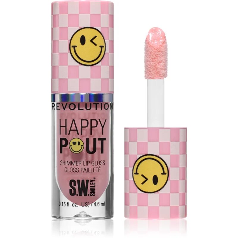 Revolution Happy Pout Shimmer Lip Gloss блясък за устни с блестящи частици цвят Pink Bliss 4.6 мл.