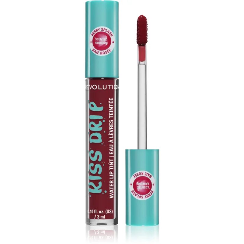 Revolution Kiss Drip Water Lip Tint дълготраен гланц за устни цвят Berry Splash 4 мл.