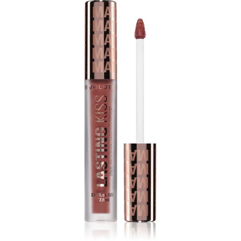 Revolution Lasting Kiss Liquid Matte Stain леко течно матиращо червило цвят Spiced Brown 2.5 мл.