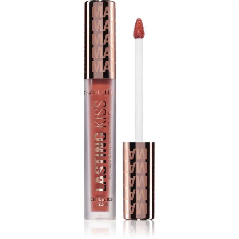 Revolution Lasting Kiss Liquid Matte Stain леко течно матиращо червило цвят Suede Nude 2.5 мл.