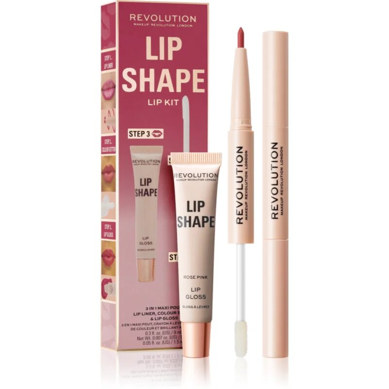 Revolution Lip Shape Kit комплект за устни цвят Rose Pink 1 бр.