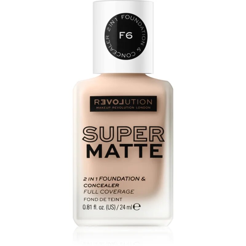 Revolution Relove Super Matte Foundation дълготраен матиращ фон дьо тен цвят F6 24 мл.