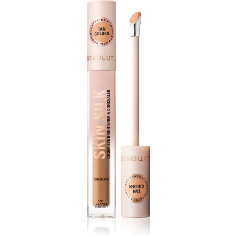 Revolution Skin Silk Under Eye Brightener & Concealer озаряващ коректор цвят Tan Golden 4 мл.