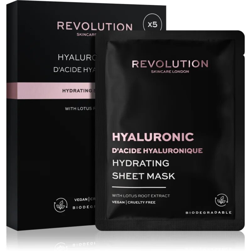 Revolution Skincare Hyaluronic Acid комплект платнени маски за интензивна хидратация 5 бр.