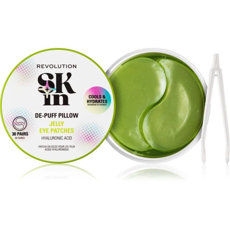 Revolution Skincare Skindividual Happy Hydrate De-Puff Hyaluronic Acid Jelly Eye Patches хидратиращи гел-възглавнички за околоочната област 30 бр.