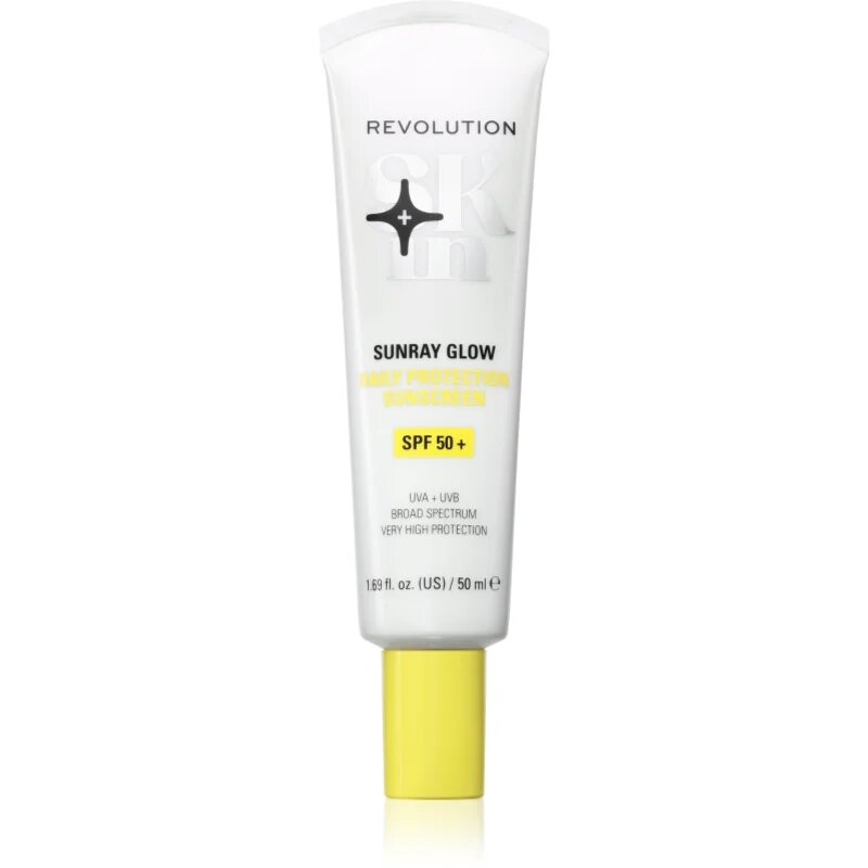 Revolution Skincare Sunray Glow Daily Protection слънцезащитен крем за лице за озаряване на лицето SPF 50+ 50 мл.