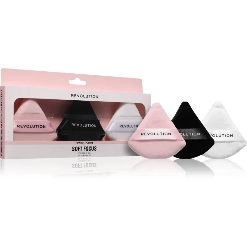 Revolution Soft Focus Powder Puff Trio велурен тампон за пудра 3 бр.