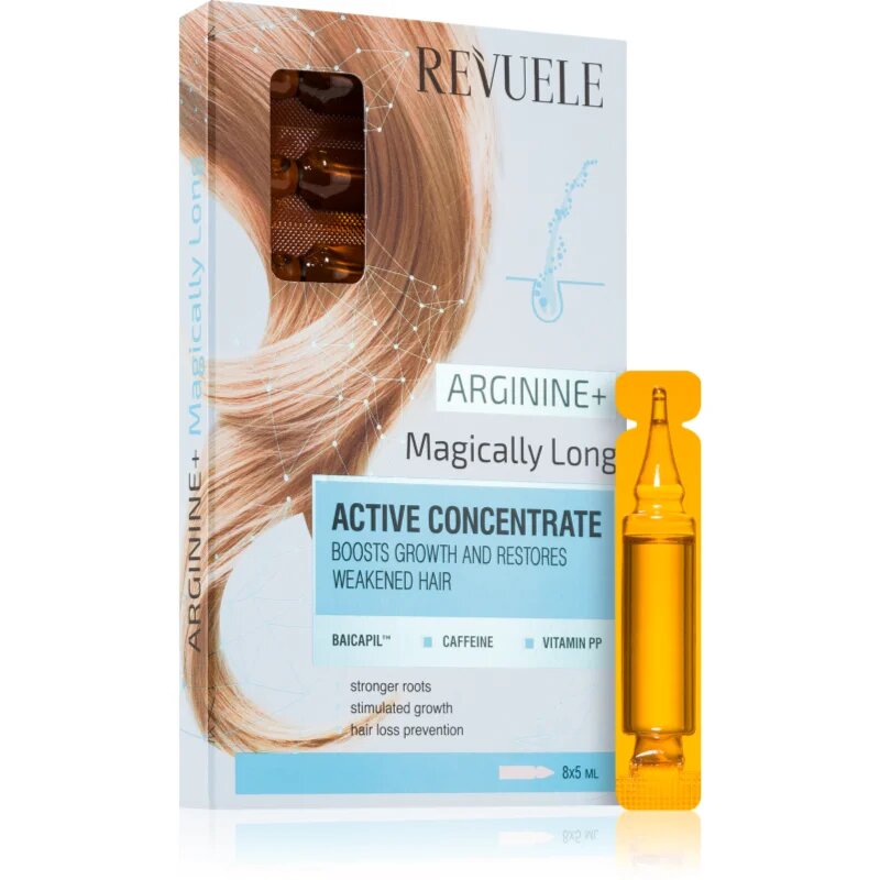 Revuele Active Hair Concentrate Arginine+ Magically Long ампули за растеж на косата и укрепване от корените 8x5 мл.