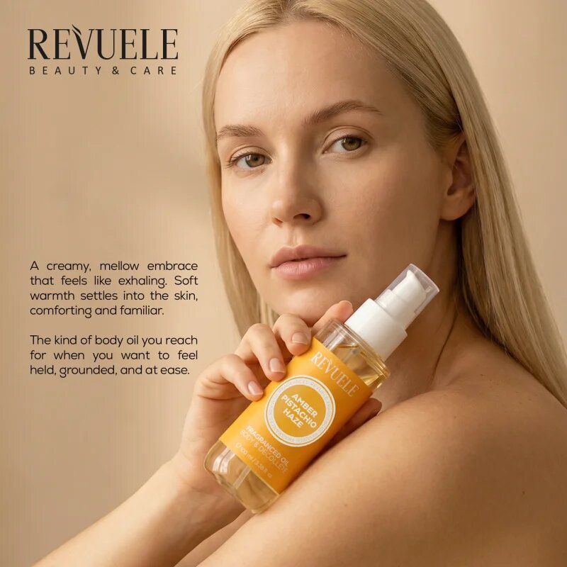 Revuele Amber Pistachio Haze Fragranced Oil парфюмирано масло за тяло 100 мл.