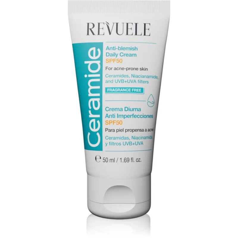 Revuele Ceramide Anti-Blemish Daily Cream дневен предпазващ крем за проблемна кожа акне SPF 50 50 мл.