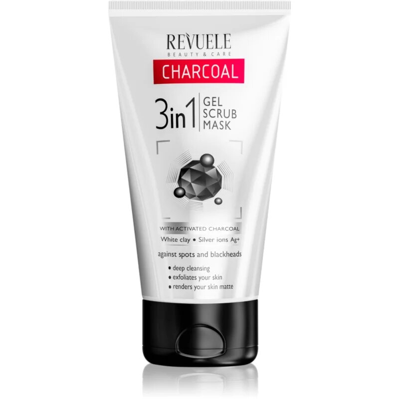 Revuele Charcoal 3in1 почистващ гел 3 в 1 с активен въглен 150 мл.