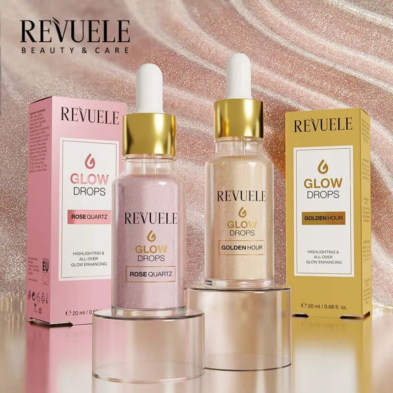 Revuele Glow Drops Rose Quartz озаряващ серум за тяло и лице 20 мл.