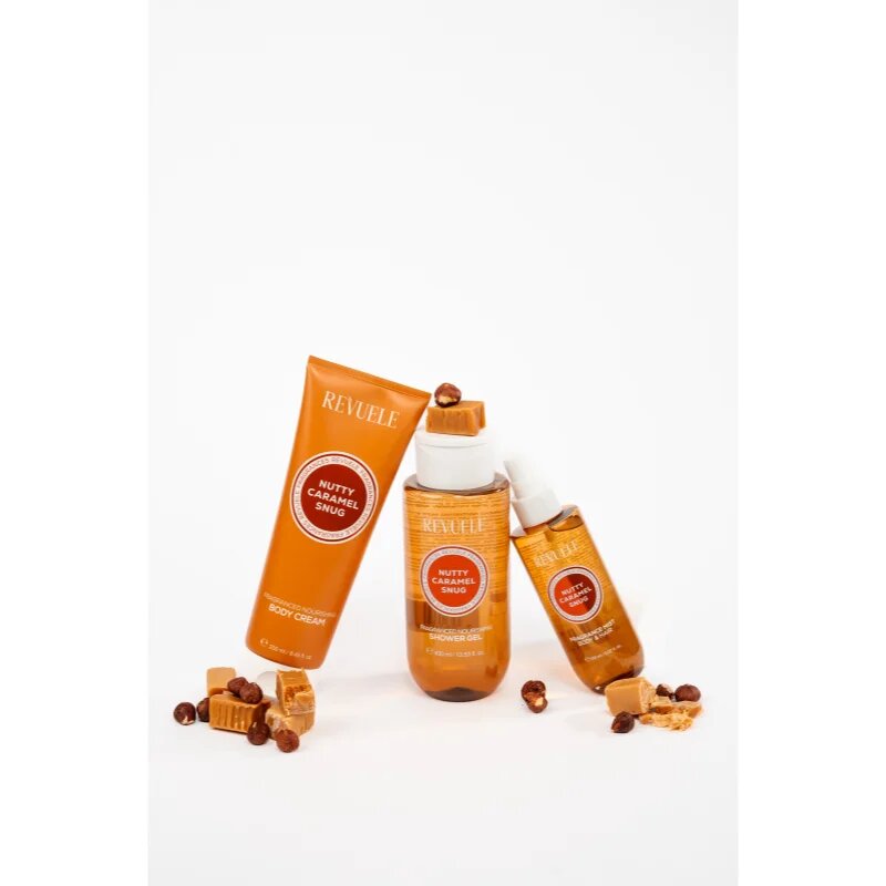 Revuele Nutty Caramel Snug Fragranced Nourishing Shower Gel парфюмиран душ гел с подхранващ ефект за жени 400 мл.
