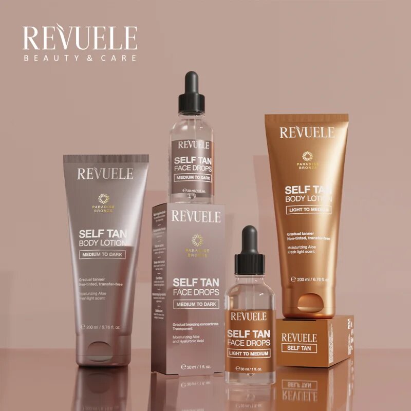 Revuele Paradise Bronze Self Tan Face Drops автобронзантни капки за лице цвят Medium To Dark 30 мл.