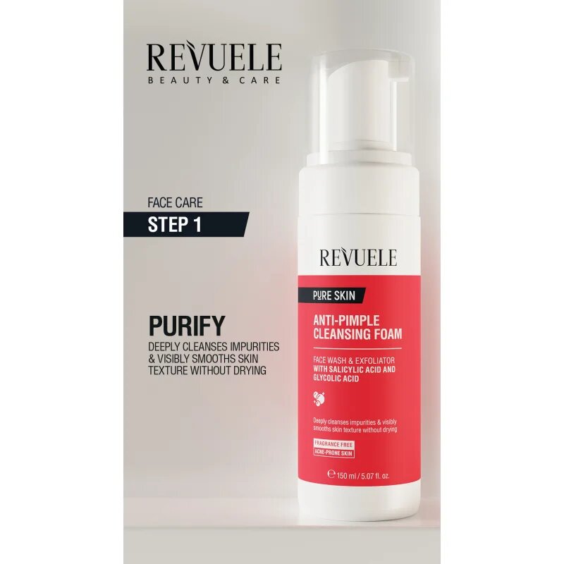 Revuele Pure Skin Anti-Pimple почистваща пяна за проблемна кожа акне 150 мл.