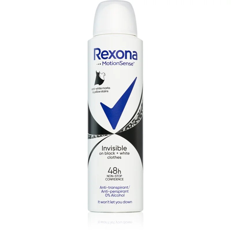 Rexona Invisible Black and White антиперспирант-спрей срещу бели и жълти петна 150 мл.