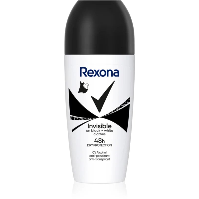 Rexona Invisible Black and White Roll-On рол- он против изпотяване срещу бели и жълти петна 50 мл.