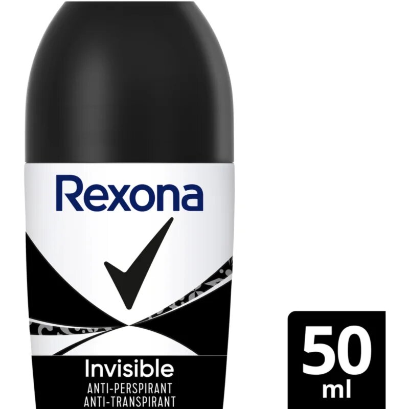 Rexona Invisible Black and White Roll-On рол- он против изпотяване срещу бели и жълти петна 50 мл.