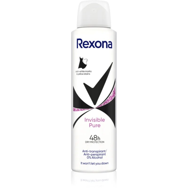 Rexona Invisible Pure антиперспирант-спрей срещу бели и жълти петна 150 мл.