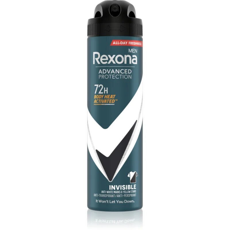 Rexona Men Advanced Protection Invisible антиперспирант срещу бели и жълти петна 72 ч. за мъже Invisible 150 мл.