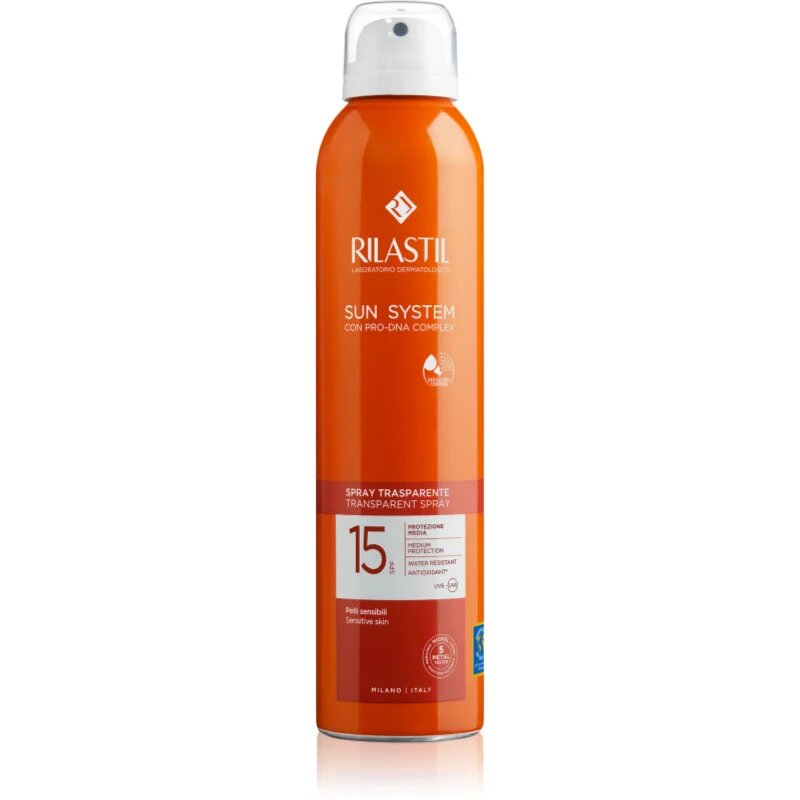 Rilastil Sun System транспарентен слънцезащитен спрей SPF 15 200 мл.