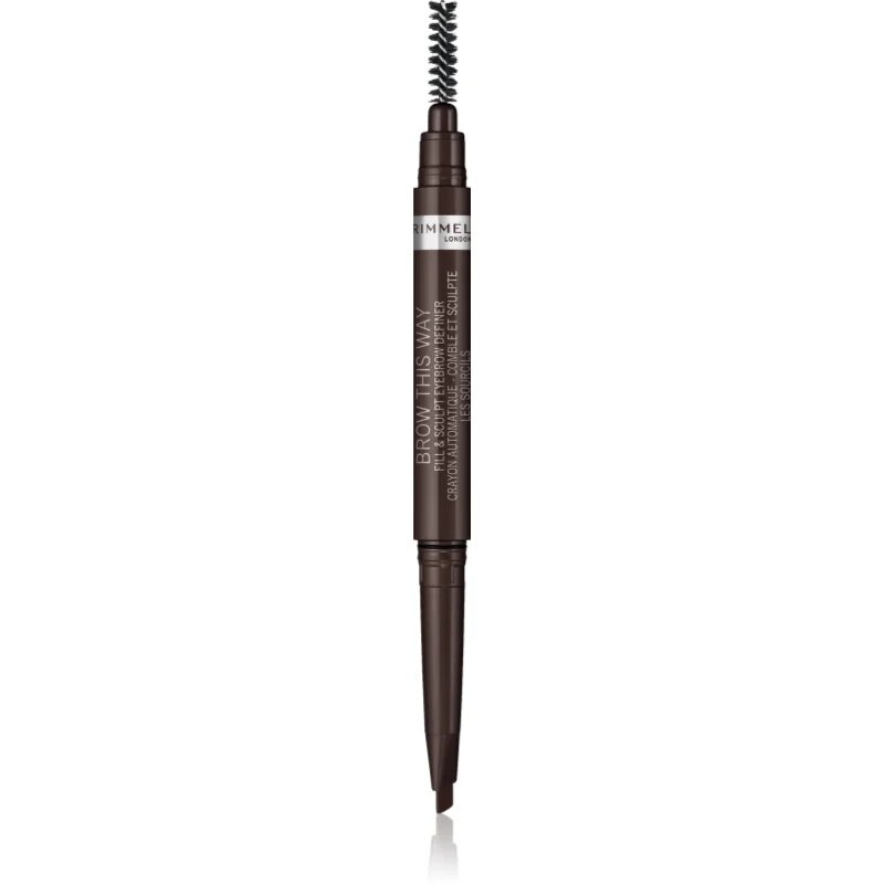 Rimmel Brow This Way молив за вежди с четка 2 в 1 цвят 003 Dark Brown 025 гр.